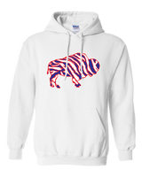Crazy Buffalo - Red white and blue 90s zebra football tiger striped - Hooded Sweatshirt