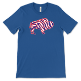 Crazy Buffalo - Red White And Blue 90s Zebra Football Tiger Striped - T-shirt