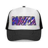 MAFIA - red white & blue zebra striped hat  Mesh Trucker Cap
