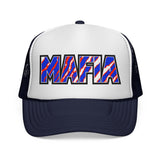 MAFIA - red white & blue zebra striped hat  Mesh Trucker Cap