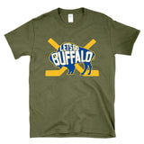 LET'S GO BUFFALO -  retro fan crossed hockey sticks T-shirt
