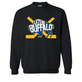 LET'S GO BUFFALO -  retro fan crossed hockey sticks Crewneck Sweatshirt