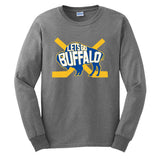 LET'S GO BUFFALO -  retro fan hometown crossed hockey sticks Long Sleeve Tee