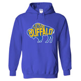 LET'S GO BUFFALO - Retro Sports Throwback Hockey Fan Colors Hooded Sweatshirt