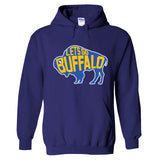 LET'S GO BUFFALO - Retro Sports Throwback Hockey Fan Colors Hooded Sweatshirt
