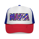 MAFIA - red white & blue zebra striped hat  Mesh Trucker Cap