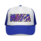 MAFIA - red white & blue zebra striped hat  Mesh Trucker Cap