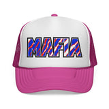 MAFIA - red white & blue zebra striped hat  Mesh Trucker Cap