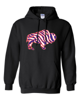 Crazy Buffalo - Red white and blue 90s zebra football tiger striped - Hooded Sweatshirt