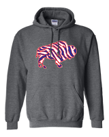 Crazy Buffalo - Red white and blue 90s zebra football tiger striped - Hooded Sweatshirt