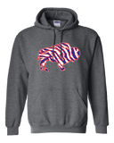 Crazy Buffalo - Red white and blue 90s zebra football tiger striped - Hooded Sweatshirt
