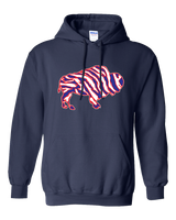 Crazy Buffalo - Red white and blue 90s zebra football tiger striped - Hooded Sweatshirt