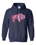 Crazy Buffalo - Red white and blue 90s zebra football tiger striped - Hooded Sweatshirt