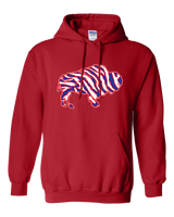Crazy Buffalo - Red white and blue 90s zebra football tiger striped - Hooded Sweatshirt