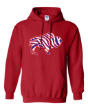 Crazy Buffalo - Red white and blue 90s zebra football tiger striped - Hooded Sweatshirt
