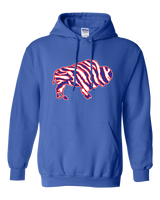 Crazy Buffalo - Red white and blue 90s zebra football tiger striped - Hooded Sweatshirt