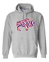 Crazy Buffalo - Red white and blue 90s zebra football tiger striped - Hooded Sweatshirt