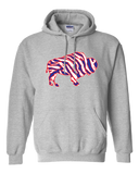 Crazy Buffalo - Red white and blue 90s zebra football tiger striped - Hooded Sweatshirt