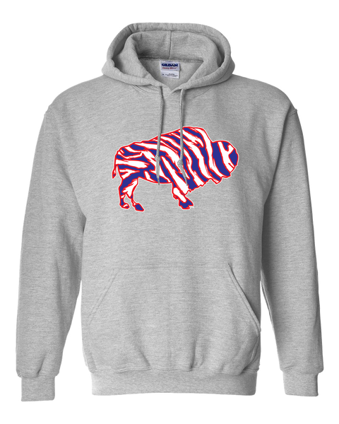 Crazy Buffalo - Red white and blue 90s zebra football tiger striped - Hooded Sweatshirt