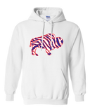 Crazy Buffalo - Red white and blue 90s zebra football tiger striped - Hooded Sweatshirt