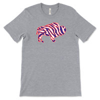 Crazy Buffalo - Red White And Blue 90s Zebra Football Tiger Striped - T-shirt