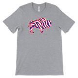 Crazy Buffalo - Red White And Blue 90s Zebra Football Tiger Striped - T-shirt