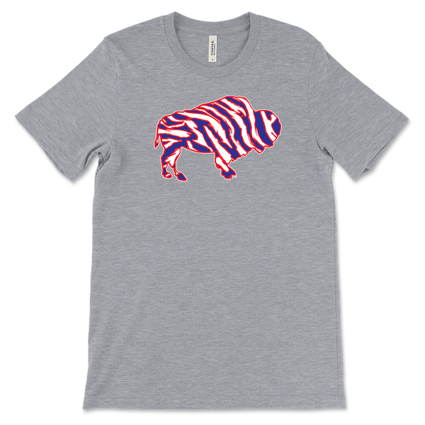 Crazy Buffalo - Red White And Blue 90s Zebra Football Tiger Striped - T-shirt