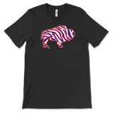 Crazy Buffalo - Red White And Blue 90s Zebra Football Tiger Striped - T-shirt