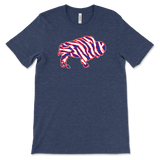 Crazy Buffalo - Red White And Blue 90s Zebra Football Tiger Striped - T-shirt