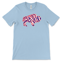 Crazy Buffalo - Red White And Blue 90s Zebra Football Tiger Striped - T-shirt