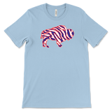 Crazy Buffalo - Red White And Blue 90s Zebra Football Tiger Striped - T-shirt