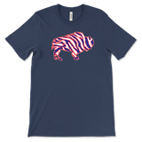 Crazy Buffalo - Red White And Blue 90s Zebra Football Tiger Striped - T-shirt