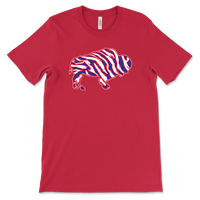 Crazy Buffalo - Red White And Blue 90s Zebra Football Tiger Striped - T-shirt