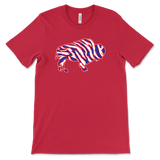 Crazy Buffalo - Red White And Blue 90s Zebra Football Tiger Striped - T-shirt