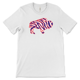 Crazy Buffalo - Red White And Blue 90s Zebra Football Tiger Striped - T-shirt