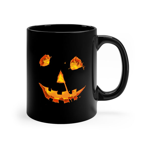 Jack O Lantern - carved pumpkin scary Halloween horror costume - 11 oz Ceramic mug, Black 11oz