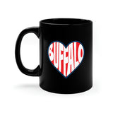 BUFFALO NY Vintage Heart Love ceramic coffee/tea mug (11oz Black)
